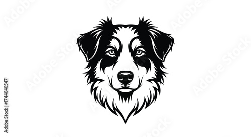 Black and white dog head logo design Keywords: dog, animal, head, face, portrait, graphic