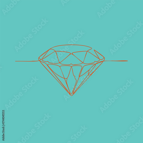 Minimalist Line Drawing of a Sparkling Diamond with a Bright Emphasizing Elegance and Simplicity