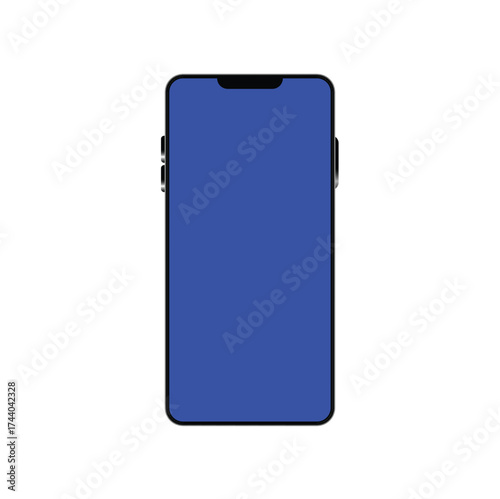 Flat Smartphone mokeup with blank blue screen.Perfect for UI design,presentation,and digital technology concept.
