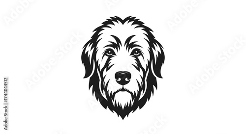 Black and white dog head logo on white background puppy