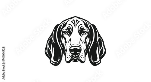 Black and white dog head logo on white background Keywords: dog, head, logo, icon, animal