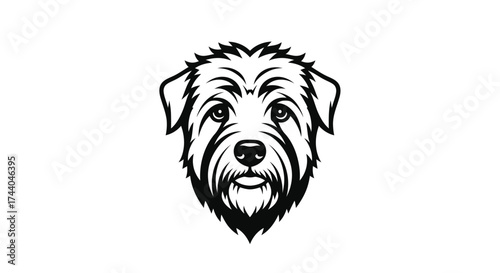 Black and white dog head mascot illustration animal