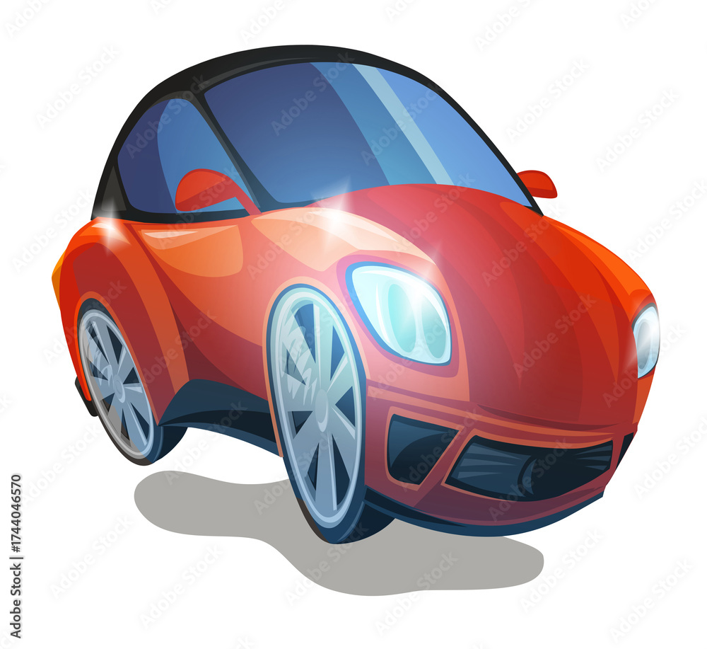 Naklejka premium Cartoon street racing car vehicle on white background illustration for children