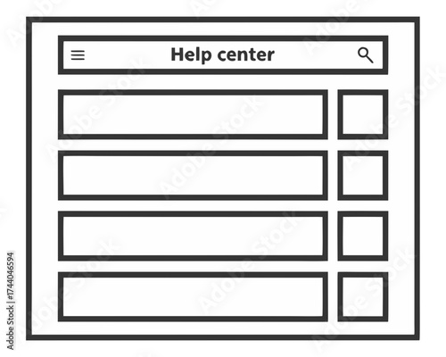 Help center interface with search bar and list of support articles