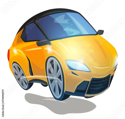 Cartoon street racing car vehicle on white background illustration for children
