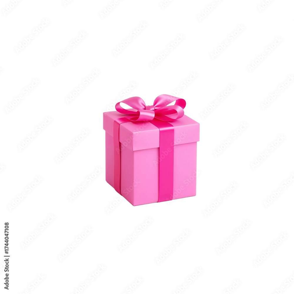 Obraz premium Pink gift box isolated on transparent background