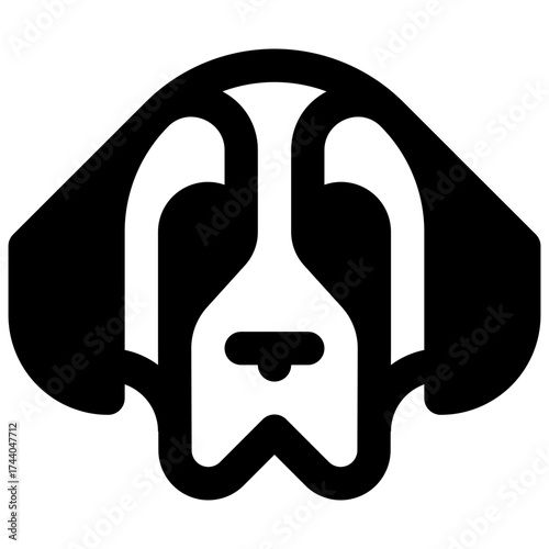 St Bernard. Outlined stroke vector icon with black-filled details.