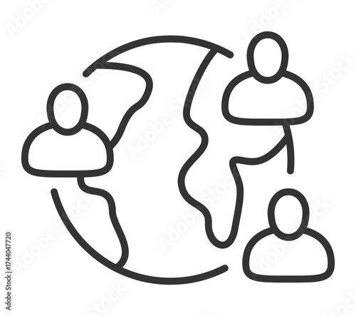 Diverse figures surrounding earth globe symbolizing global community and unity