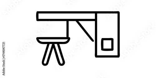 Modern desk with stool icon for home office setup
