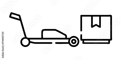 Lawn mower icon with grass collector box
