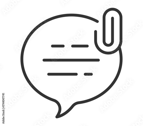 Speech bubble with attachment symbol icon for messaging apps