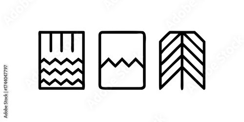 Wood flooring pattern icon set with geometric designs
