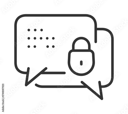 Secure communication icon with speech bubbles and padlock