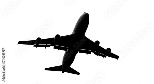 Airplane in flight seen from below isolated PNG with Transparent Background