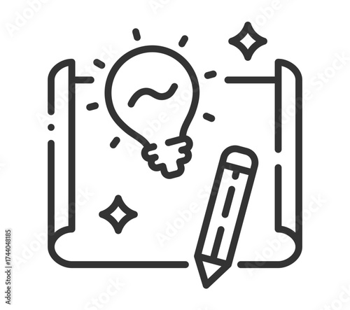 Lightbulb and pencil illustration representing creativity and ideas