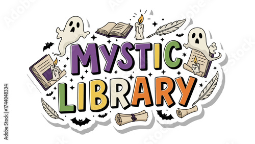 Mystic Library Logo: A whimsical logo that encapsulates the essence of mystique and knowledge, with imagery of spell books and candles to set a captivating atmosphere.