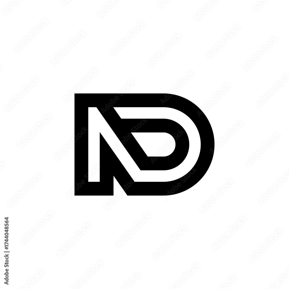 Fototapeta premium Modern ND Monogram Logo – Minimalist Letter Design for Branding