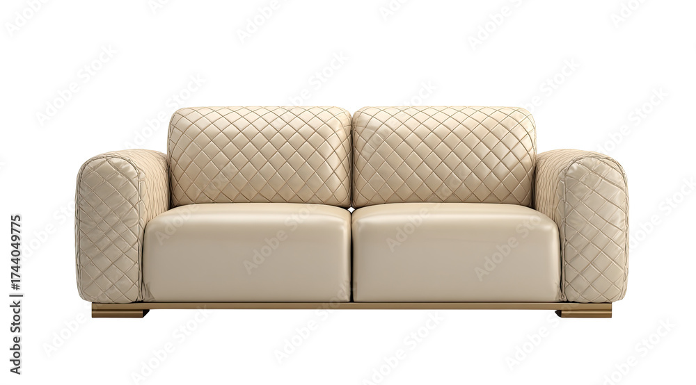Obraz premium Light beige two-seater sofa with quilted diamond pattern
