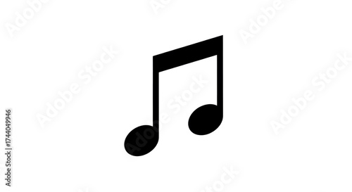 Isolated eighth note or quaver on white background
