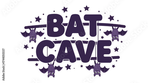 Bat Cave design : A captivating and playful emblem. Depicts a whimsical bat cave. Inviting and visually appealing to the eye