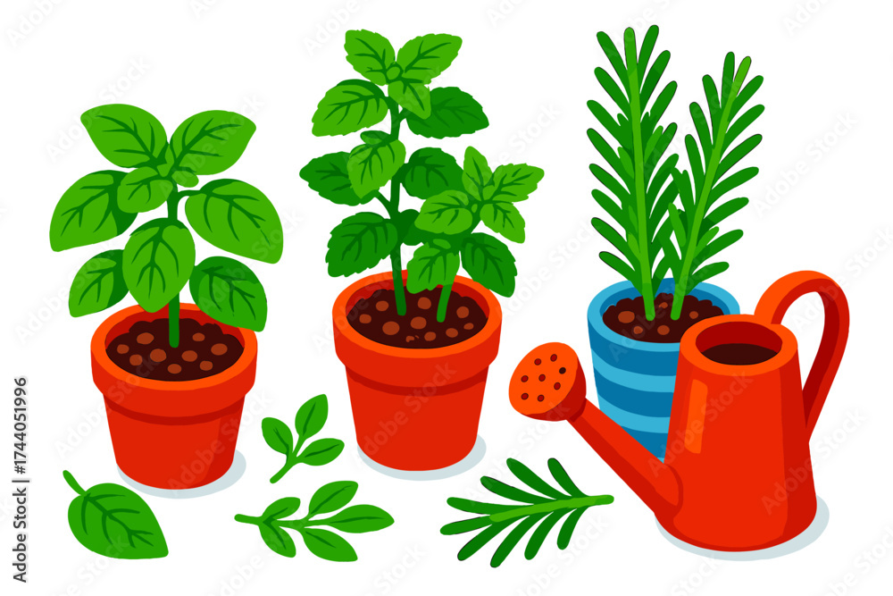 Fototapeta premium set of plants in pots