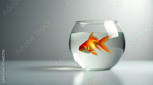 Wallpaper Mural A vibrant orange goldfish swims gracefully in a clear glass fishbowl. Elegant aquatic pet close up Torontodigital.ca