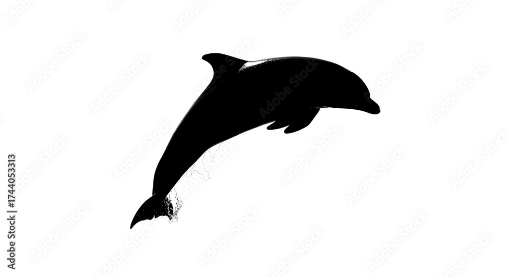 Fototapeta premium Silhouette of a jumping dolphin isolated PNG with Transparent Background