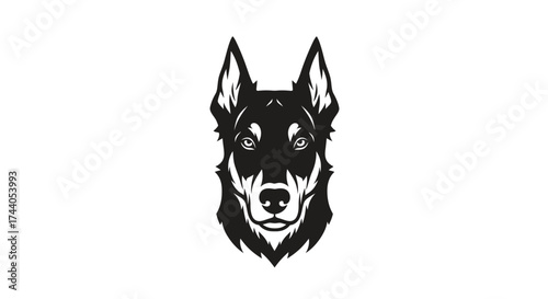 Black and White German Shepherd Dog Head Mascot Logo Keywords: german shepherd, dog, puppy, head