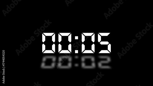 Countdown Digital Clock Animation 10 to 0 second Countdown digital clock timer icon.Animation of glowing 10 to 0 second countdown timer. minute stopwatch , analog clock icon animation. 4k video