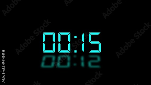Countdown Digital Clock Animation 20 to 0 second Countdown digital clock timer icon.Animation of glowing 20 to 0 second countdown timer. minute stopwatch,analog clock icon animation. 4k video