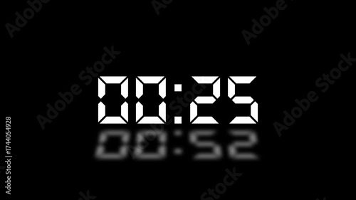 Countdown Digital Clock Animation 30 to 0 second Countdown digital clock timer icon.Animation of glowing 30 to 0 second countdown timer. minute stopwatch , analog clock icon animation. 4k video