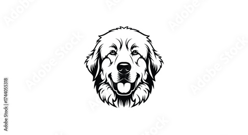 Black and white Great Pyrenees dog head logo canine