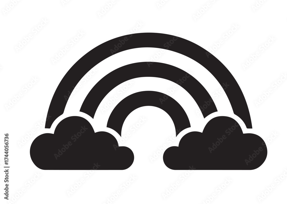 Obraz premium Rainbow in clouds Icon, Rainbow in clouds Black vector Design