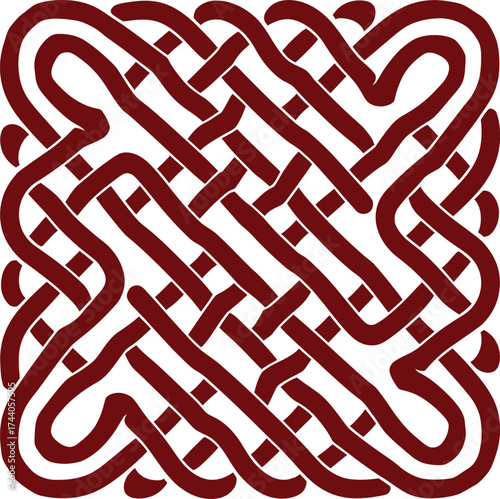 Intricate red celtic knot pattern for artistic design and cultural symbolism