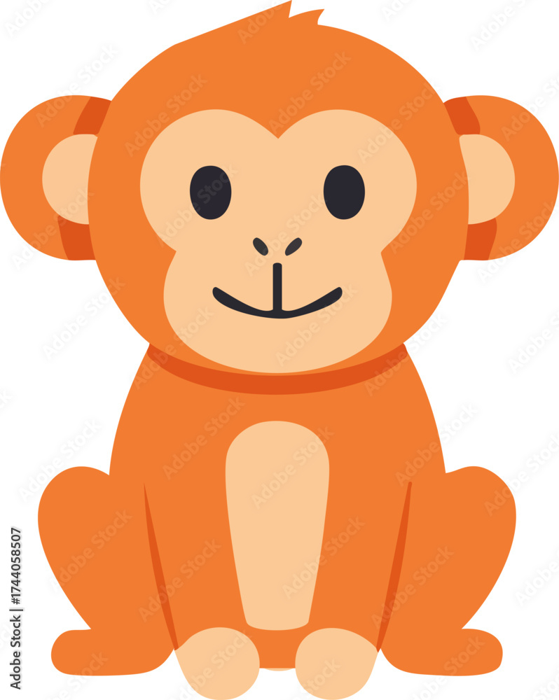 Fototapeta premium Cute Flat Vector Monkey Illustration