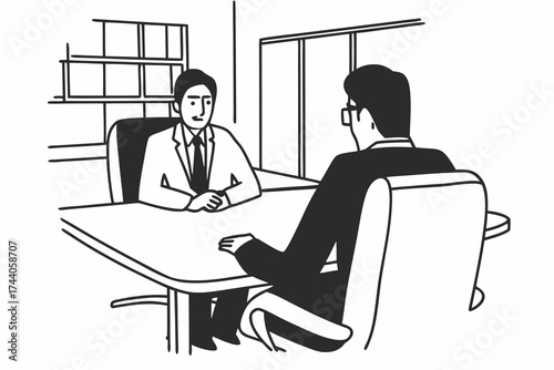 Mature Indian applicant passing job interview in company office