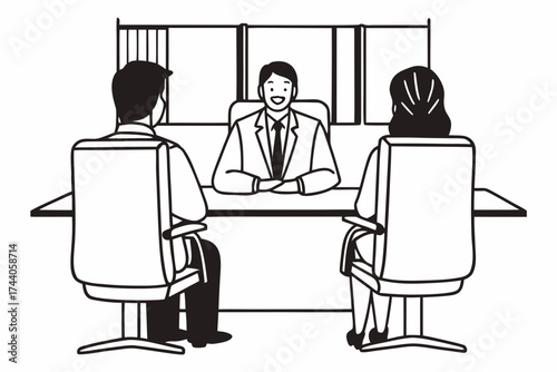 Mature Indian applicant passing job interview in company office