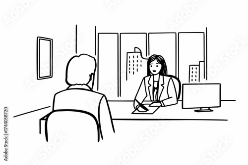 Mature Indian applicant passing job interview in company office