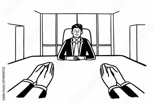 Mature Indian applicant passing job interview in company office