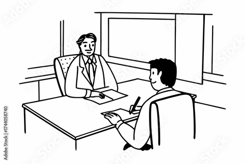 Mature Indian applicant passing job interview in company office