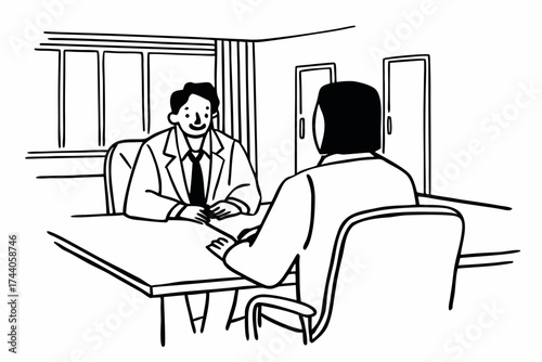 Mature Indian applicant passing job interview in company office
