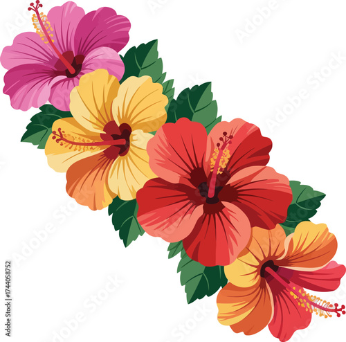Vibrant tropical hibiscus flower garland exotic floral arrangement botanical beauty