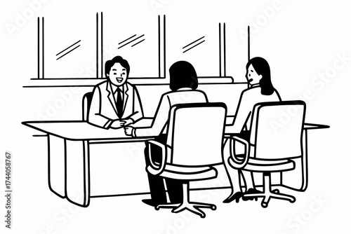 Mature Indian applicant passing job interview in company office