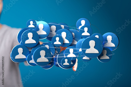Man holding connected profi...