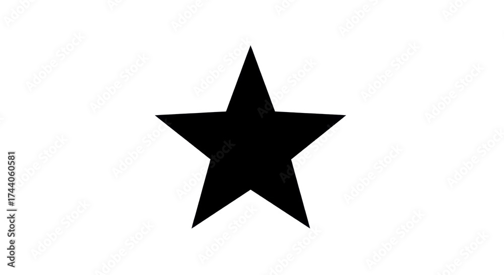 Fototapeta premium Minimalist black star silhouette, five-pointed star icon on white background, simple geometric star shape for logo design and rating systems