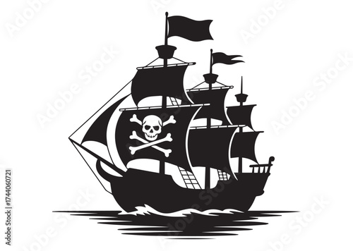 Pirate ship Icon, Pirate ship Black vector Design