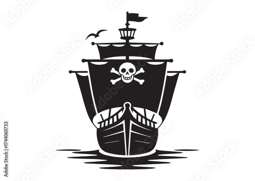 Pirate ship Icon, Pirate ship Black vector Design