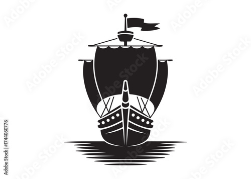 Pirate ship Icon, Pirate ship Black vector Design