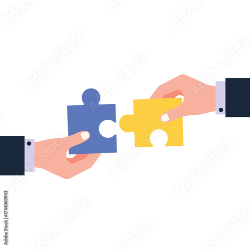 Two Hands Connecting Puzzle Pieces for Partnership and Teamwork Vector Illustration

.