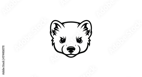 Black and white illustration of a ferret head animal